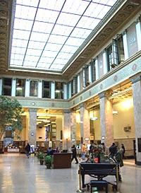 [photo, Main hall, Central Library, Enoch Pratt Free Library, 400 Cathedral St., Baltimore, Maryland]